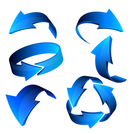 Blue 3d arrows, vector.のイラスト素材