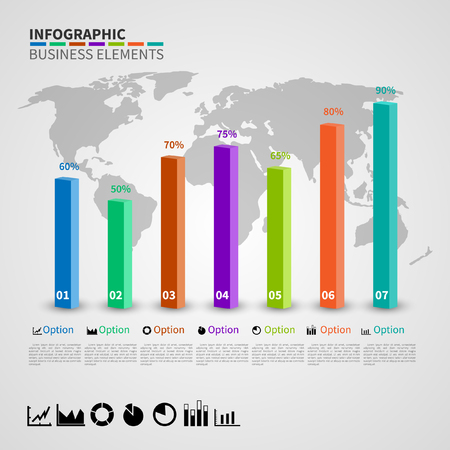 Infographic design vector and marketing icons can be used for workflow layout, diagram, annual report, web design. Business concept with 7 options, steps or processes.のイラスト素材