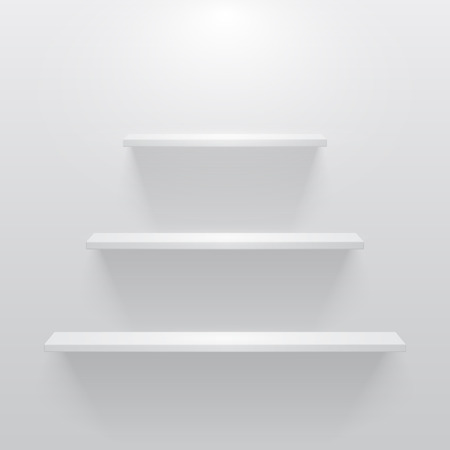 Shelves with light and shadow in empty white roomのイラスト素材