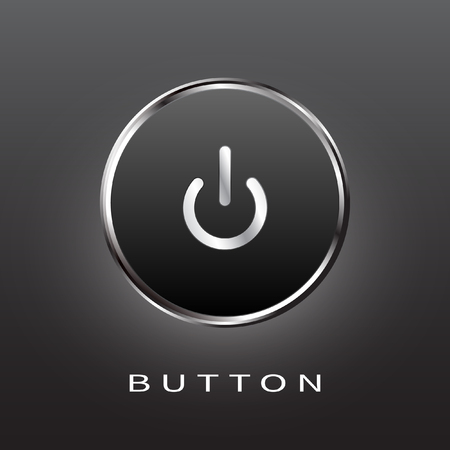 Power silwer button with Switch icon, vector illustration.のイラスト素材