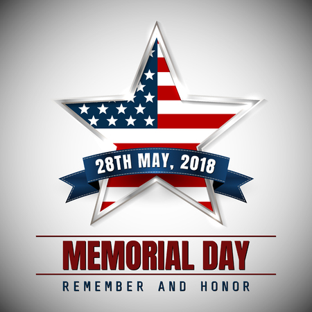 Memorial Day with star in national flag colors.のイラスト素材