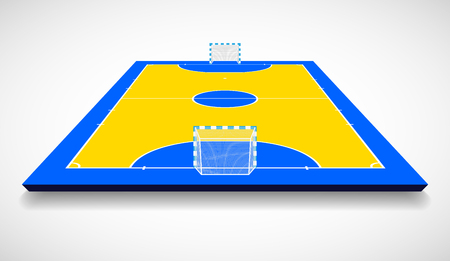 Futsal court or field perspective view vector illustration.のイラスト素材