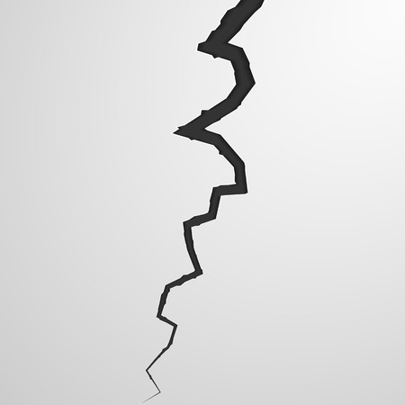 Crack in surface. Rift in earth. Realistic fracture in wall. Vector illustration.のイラスト素材
