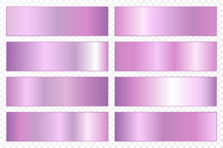 Collection of backgrounds with a metallic gradient. Brilliant plates with ultraviolet effect. Vector illustration.のイラスト素材