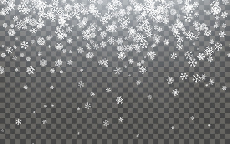 Christmas snow. Falling snowflakes on dark background. Snowfall. Vector illustration.のイラスト素材
