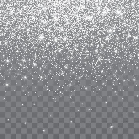 Silver glitter sparkle on a transparent background. Vibrant background with twinkle lights. Vector illustration.のイラスト素材