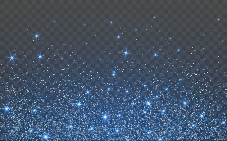 Blue glitter sparkle on a transparent background. Vibrant background with twinkle lights. Vector illustration.のイラスト素材