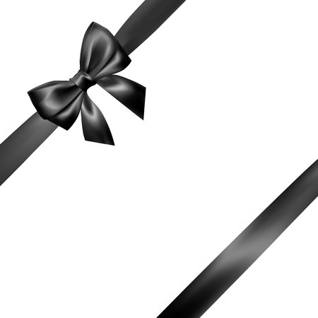 Set of Realistic black bow with black ribbon. Element for decoration gifts, greetings, holidays, Valentines Day design. Vector illustration.のイラスト素材