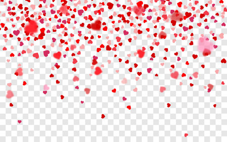 Vector realistic isolated heart confetti on the transparent background for decoration and covering. Concept of Happy Valentine's Day, wedding and anniversary.のイラスト素材