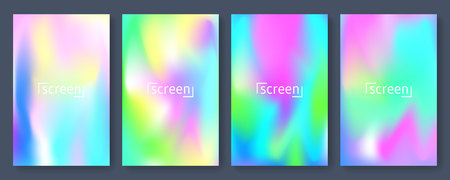 Bright color background with mesh gradient texture for brochure, leaflet, flyer, cover, catalog. Blue, pink, yellow, green placard poster template. Vector illustration.のイラスト素材