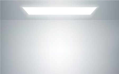 Empty studio room interior. White wall and floor background. Clean workshop for photography or presentation. Vector illustration.のイラスト素材