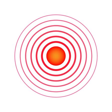 Pain circle. Red rings. Symbol throbbing pain. Medical design icon. Vector illustration.のイラスト素材