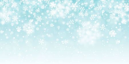 Christmas snow. Falling snowflakes on transparent background. Snowfall. Vector illustration.のイラスト素材