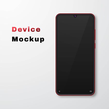 Realistic smartphone mock up set. Mobile phone display isolated on white gray background. 3D template illustration. Vector illustration.のイラスト素材