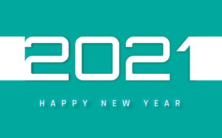Happy New Year 2021 cover. Template of business design card, banner on navy background. Vector...