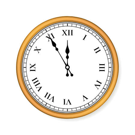 Old Circle clock on white background. Vector illustration.のイラスト素材
