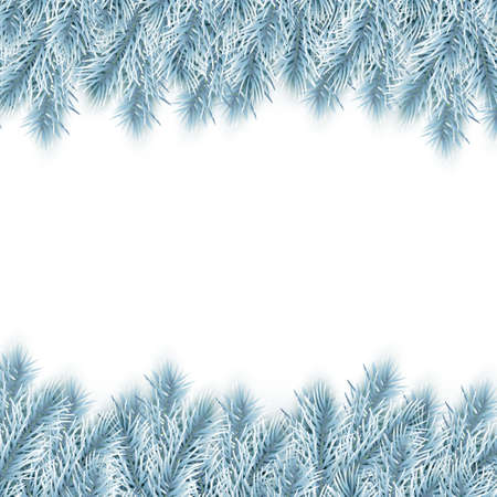 Festive Christmas or New Year Background. Blue Christmas Fir-Tree Branches. Holiday's Background. Vector illustration.のイラスト素材