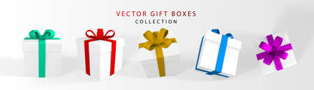 3D render and draw by mesh realistic gift box with bow. Paper box with shadow isolated on white background. Vector illustration.のイラスト素材
