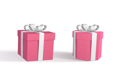 3D render realistic open gift box with surprise inside. Blue paper box with shadow isolated on white background. Vector illustration.のイラスト素材