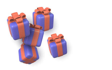 Realistic 3D plastic gift box with red bow isolated on white background. Vector illustration.のイラスト素材