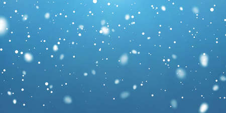 Christmas snow. Falling snowflakes on dark blue background. Snowfall. Vector illustration.のイラスト素材