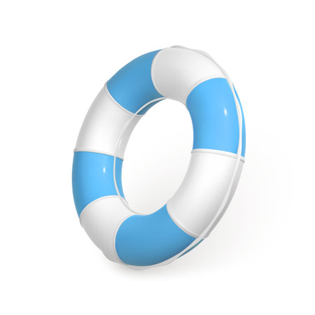 3D swim ring. Realistic swimming circle. Summer time symbol isolated on white background. summertime object. vector illustration.のイラスト素材