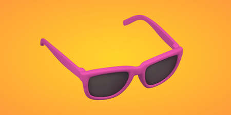 Realistic 3d pink sunglasses on orange background. summertime object. vector illustration.