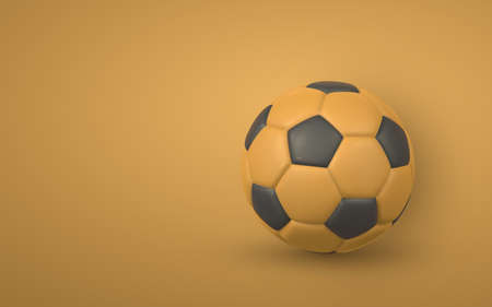 3d realistic soccer ball. Yellow black color Football ball. vector illustration.のイラスト素材