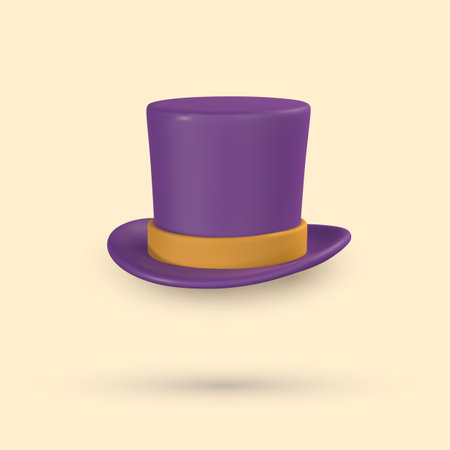 Cute cartoon 3d halloween hat. Top hat with ribbon. Halloween concept. vector illustration.のイラスト素材