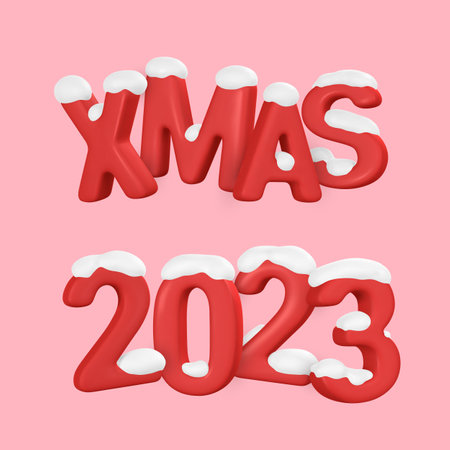 Xmas banner design. 2023 3D red numbers and letters. christmas poster. vector illustration.