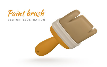 3d realistic paint brush in cartoon style. vector illustration.のイラスト素材