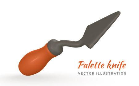 3d realistic palette knife in cartoon style. vector illustration.のイラスト素材