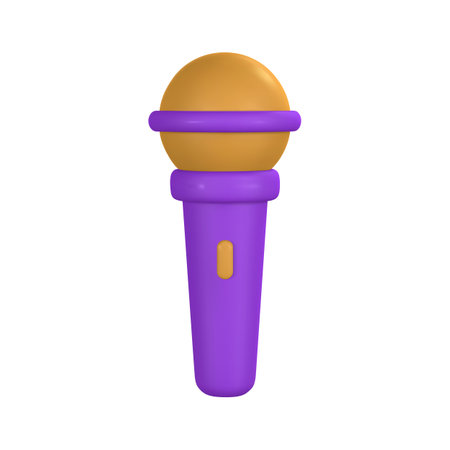 3d microphone for radio, music or karaoke. Audio equipment for broadcasts and interviews in cartoon style. vector illustration.のイラスト素材