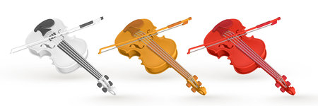 3d realistic violin for music concept design in plastic cartoon style. vector illustration.のイラスト素材