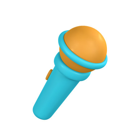3d microphone for radio, music or karaoke. Audio equipment for broadcasts and interviews in cartoon style. vector illustration.のイラスト素材