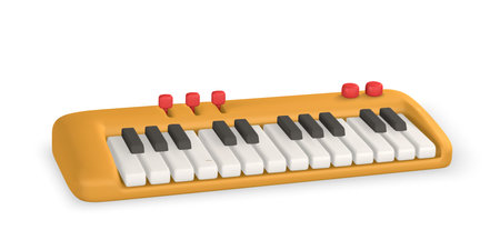 3d realistic synthesizer. Music concept design in plastic cartoon style. vector illustration.のイラスト素材