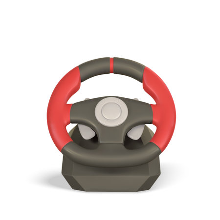 Realistic 3d game steering wheel. Game stick, controller, video game console. Game concept. Vector illustration.のイラスト素材