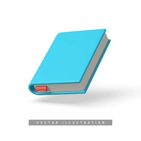 Cute cartoon open book. Realistic 3d book with shadow on white background. Vector illustration.のイラスト素材