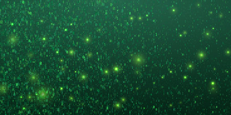 Digital data technology concept. Green futuristic cyberspace. Vector illustration.のイラスト素材