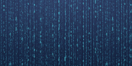 Abstract falling digits. Digital code rain in a Matrix inspired futuristic style. Blue futuristic cyberspace. Vector illustration.のイラスト素材