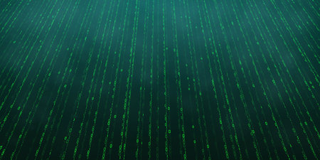 Abstract falling digits. Digital code rain in a Matrix inspired futuristic style. Green futuristic...