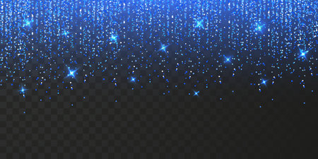Blue glitter sparkle on a transparent background. Silver Vibrant background with twinkle lights. Vector illustration.のイラスト素材