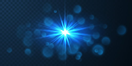 Glowing lights effect on transparent background. Abstract flare light rays. Vector illustration.のイラスト素材