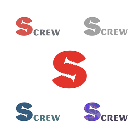 Set a simple with a silhouette of the screw. Abstract letter S design. Vector icon.のイラスト素材