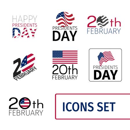 Set of icons for the Presidents Day of United Statesのイラスト素材