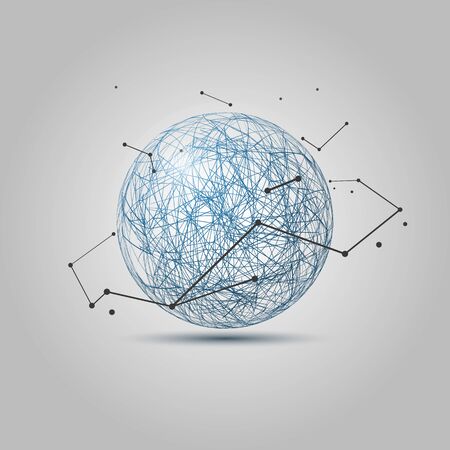 A tangle of blue wires. Internet and World vector symbolのイラスト素材