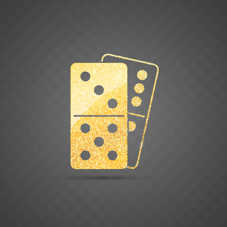 Isolated golden glitter domino icon on transparent dark background vector illustration. Logo perfect for casino and other gambling gamesのイラスト素材