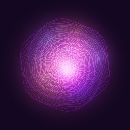 Isolated abstract colorful hexagon logo, swirl design elemet on dark backgroundのイラスト素材