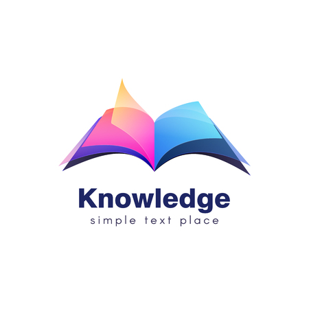 Colorful open book with softcover isolated logo. Symbol of knowledge and education vector illustrationのイラスト素材