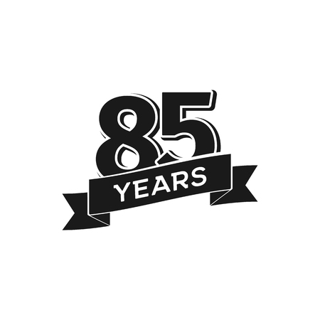 Vector 85 years anniversary icon. Isolated black icon 85th jubilee on white background.のイラスト素材
